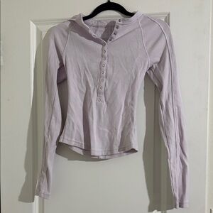 Free People Women’s Long-Sleeve Henley Top in Light Lavender